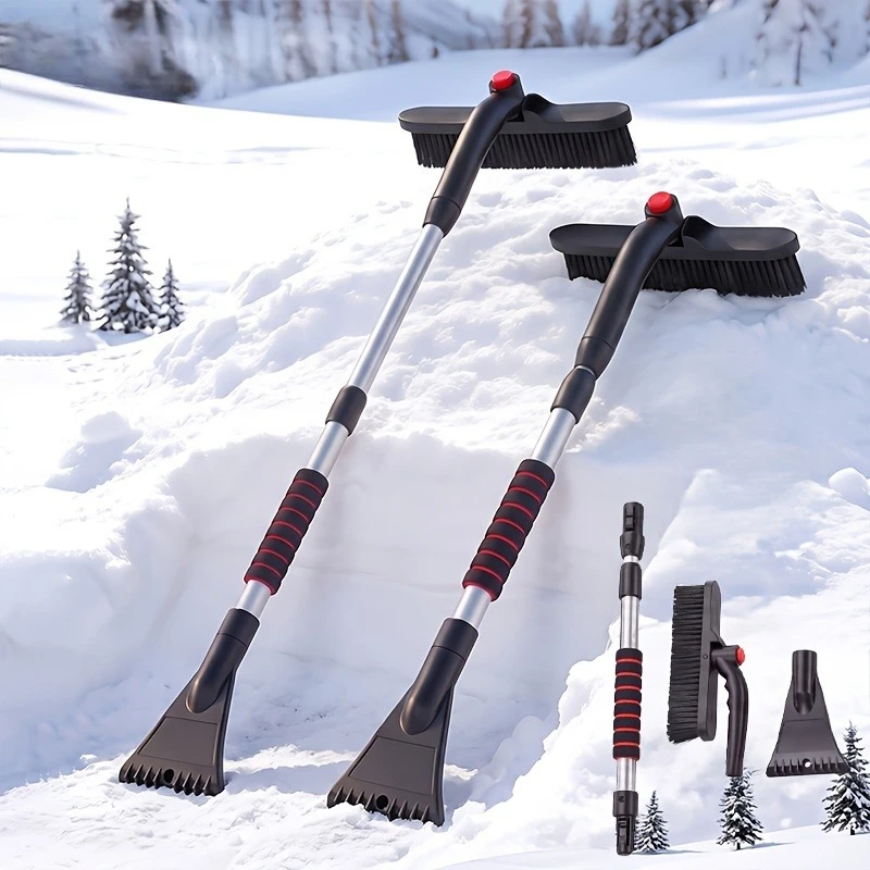 2-in-1 Car Snow Brush and Ice Scraper,Retractable Handle, EVA Comfort Grip, Lightweight Car Shovel,Multi-Functional Ice Scraper