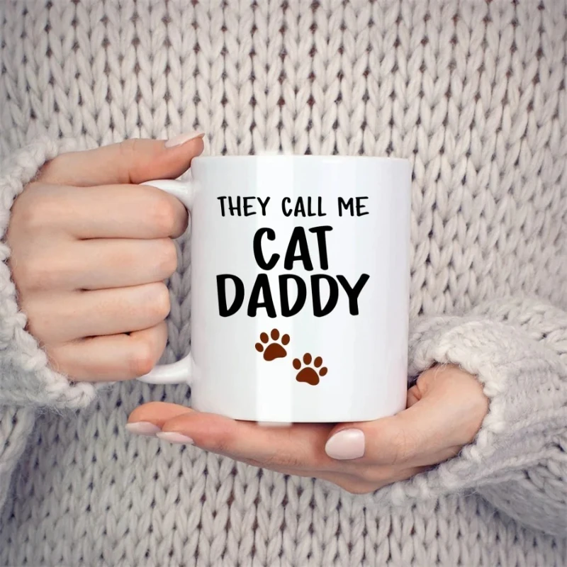 

They Call Me Cat Daddy Mugs for Husband, Boyfriend, Coworkers, Dad, Father Birthday Novelty Coffee Ceramic Tea Cups White 11 Oz