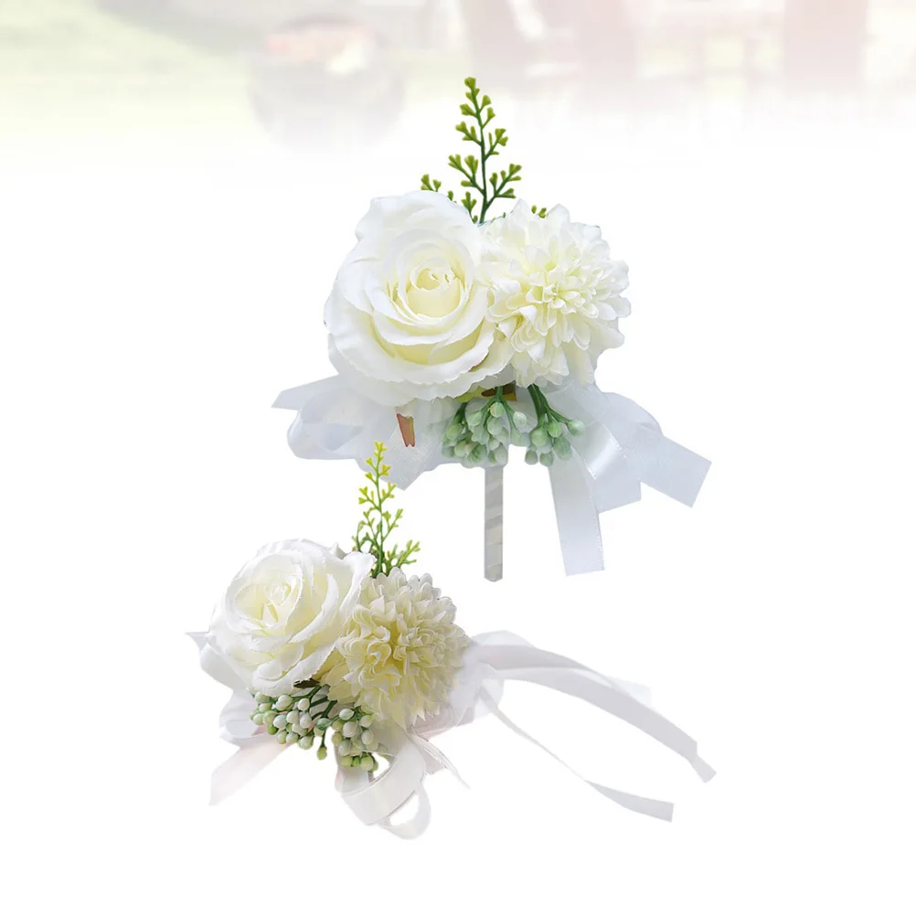 1 مجموعة 1 مجموعة زهرة اصطناعية بروش زهور المعصم لحفل زفاف العروس وصيفة الشرف حفلة واقعية الصدار ديكور محاكاة الأزهار