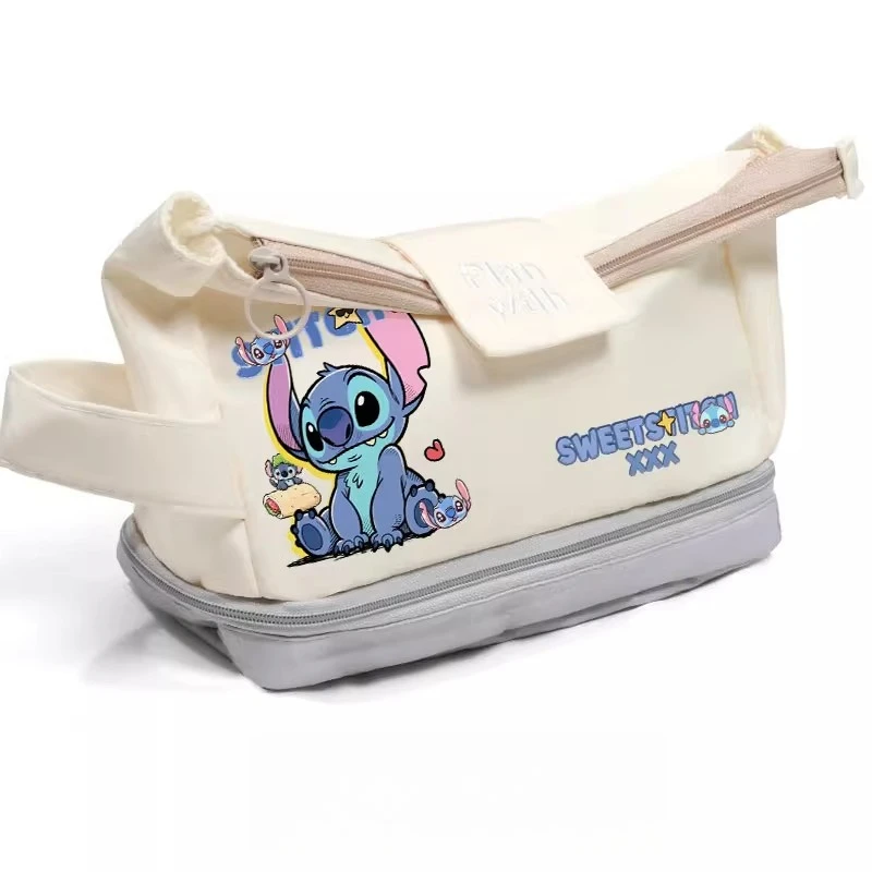 Bolsa para bolígrafos de Anime Kawaii Disney Stitch, estuche de escritura, estuches para lápices de dibujos animados, caja para lápices, almacenamiento de papelería de gran capacidad, Navidad