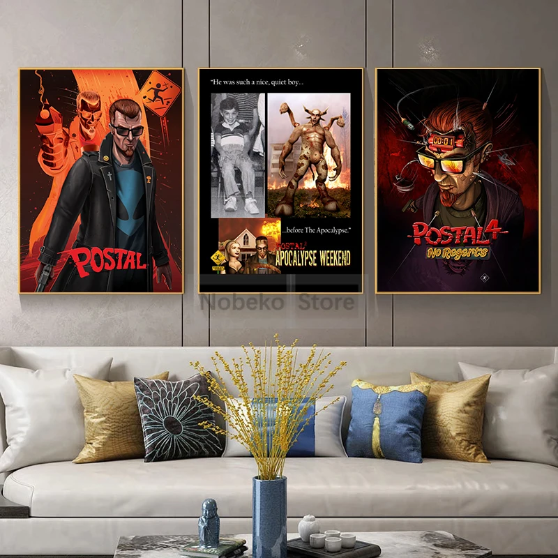 Classic Shooting Game FPS Game The Postal 4 Dude Retro Poster and Prints Canvas Painting Wall Art Pictures Home Room Decor Gift