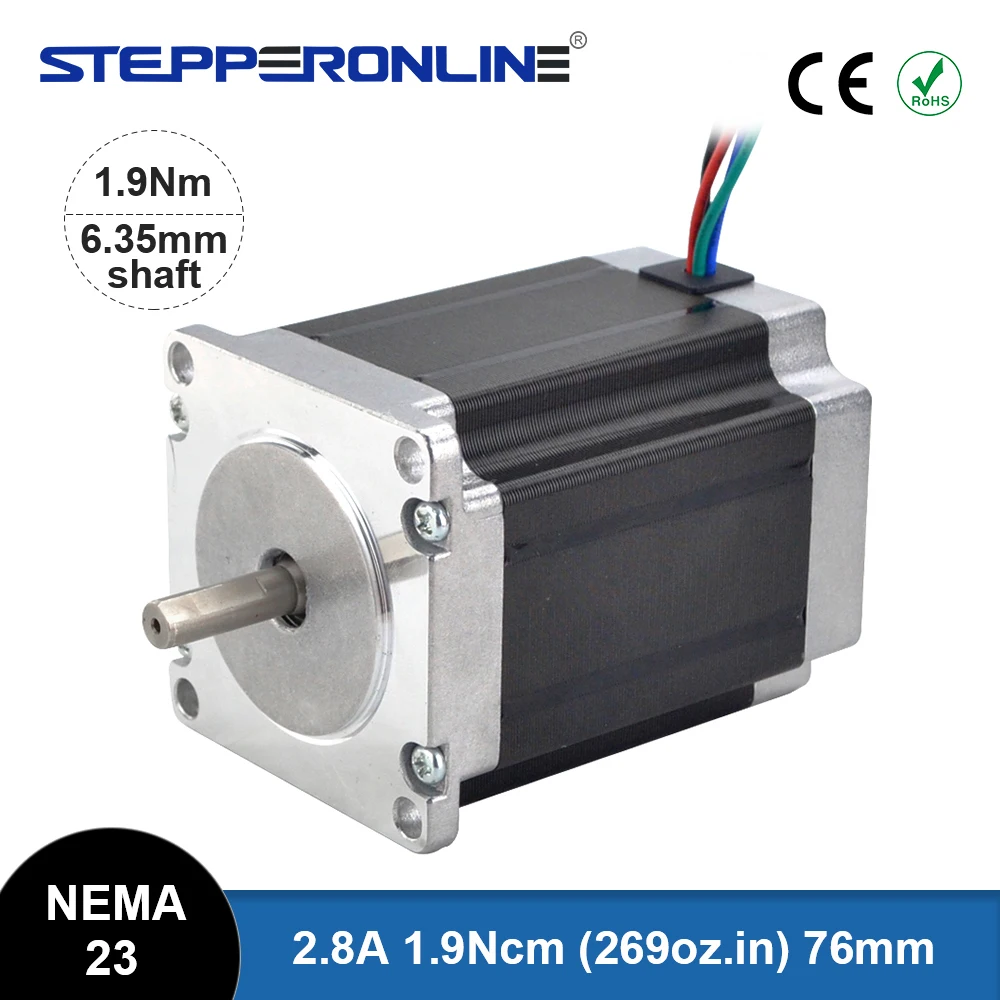 Nema 23 Stepper Motor 1.9Nm 2.8A 57x76mm Stepper Nema23 Bipolar Motor 6.35mm Shaft 4-lead for 3D Printer CNC Router