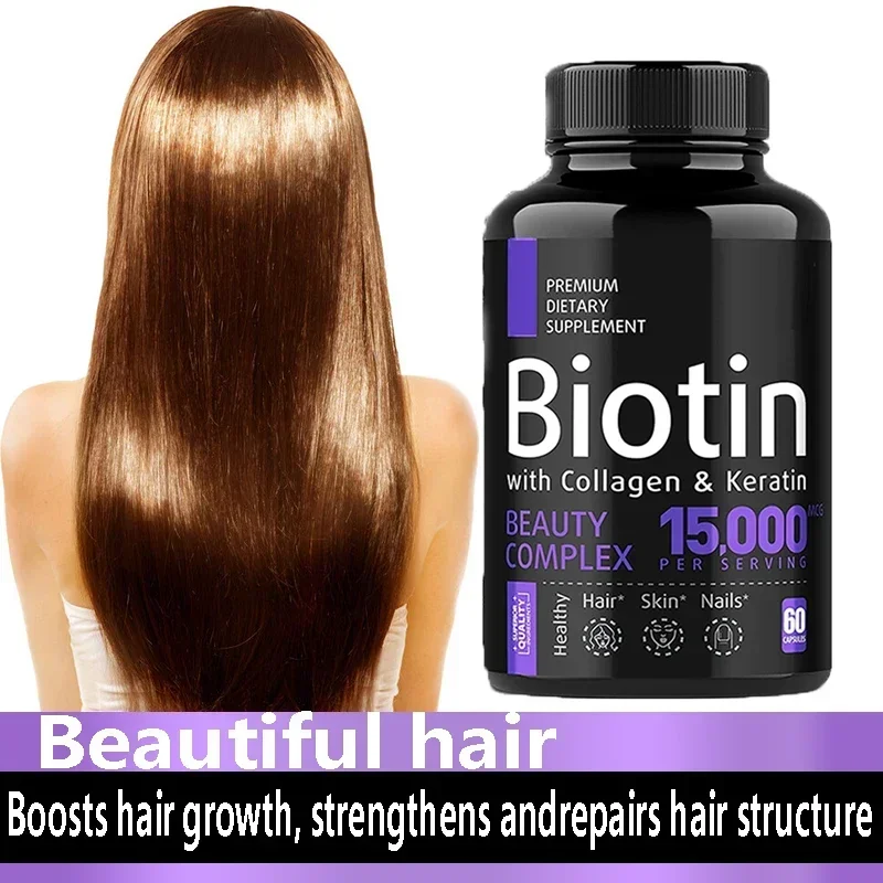 

1 bottle biotin capsule promotes hair and nail growth healthy skin brightening beauty and skincare and health food