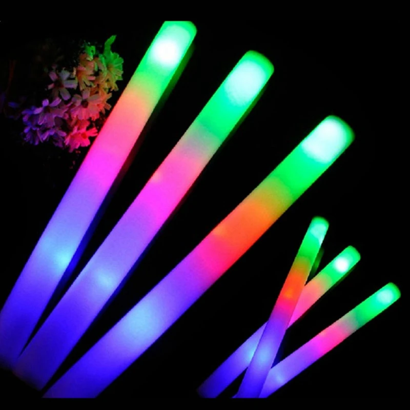 Bulk Colorful LED Glow Sticks RGB LED Glow Foam Stick Cheer Tube Dark Light Birthday Wedding Party Supplies