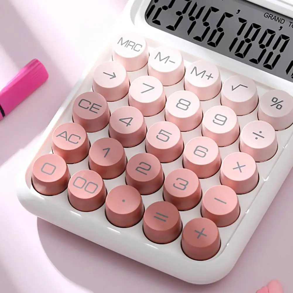 Calculadora de máquina de escribir Retro, calculadora mecánica de Color degradado Vintage con pantalla Lcd para el hogar y la Oficina, 12 unidades