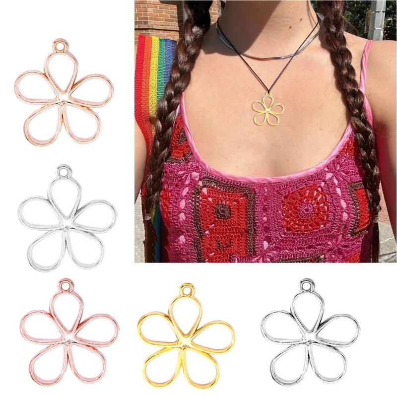 50 Pieces Elegant Hollow Flower Pendant Jewelry Making Pendants for Jewelry Dropsale