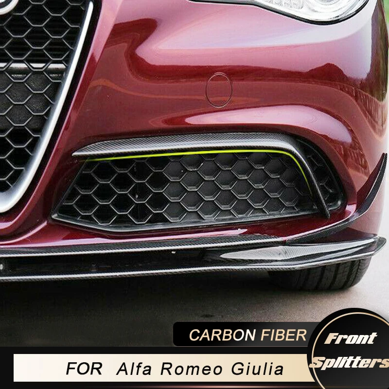 Front Fog Light Lamp Decoration Cover Trim Frame For Alfa Romeo Giulia Base Sedan 4-Door 2015 - 2020 Front Bumper Canards Fins