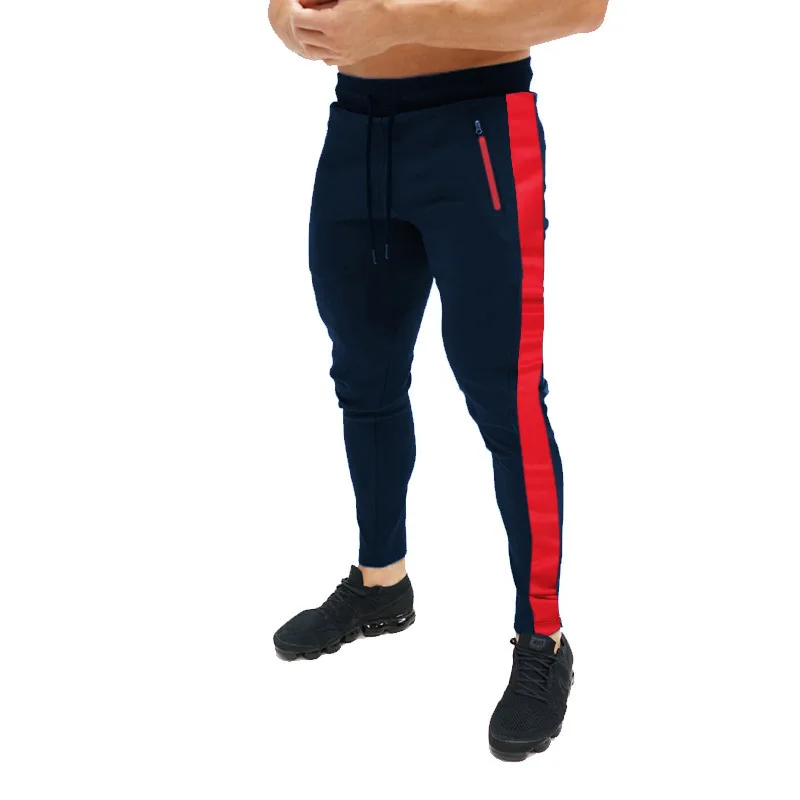 

Men's casual and fashionable sportswear pants with color block and stripe design, men's fitness sportswear pants