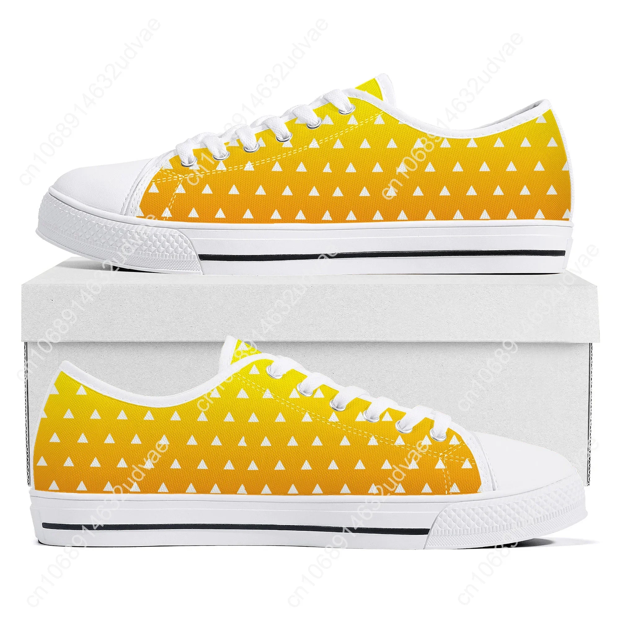 Japan Anime Cartoon Manga Agatsuma Zenitsu Low Top Sneakers Mens Womens Teenager Fashion Canvas Sneaker Couple Shoes Custom Shoe