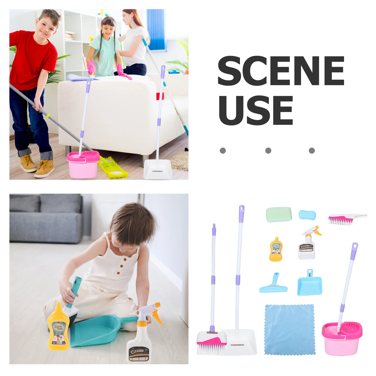 Juego de limpieza Montessori, escoba pequeña, recogedor, juego de simulación para niños, herramientas de limpieza, juego de rol interactivo para niños, habilidades motoras