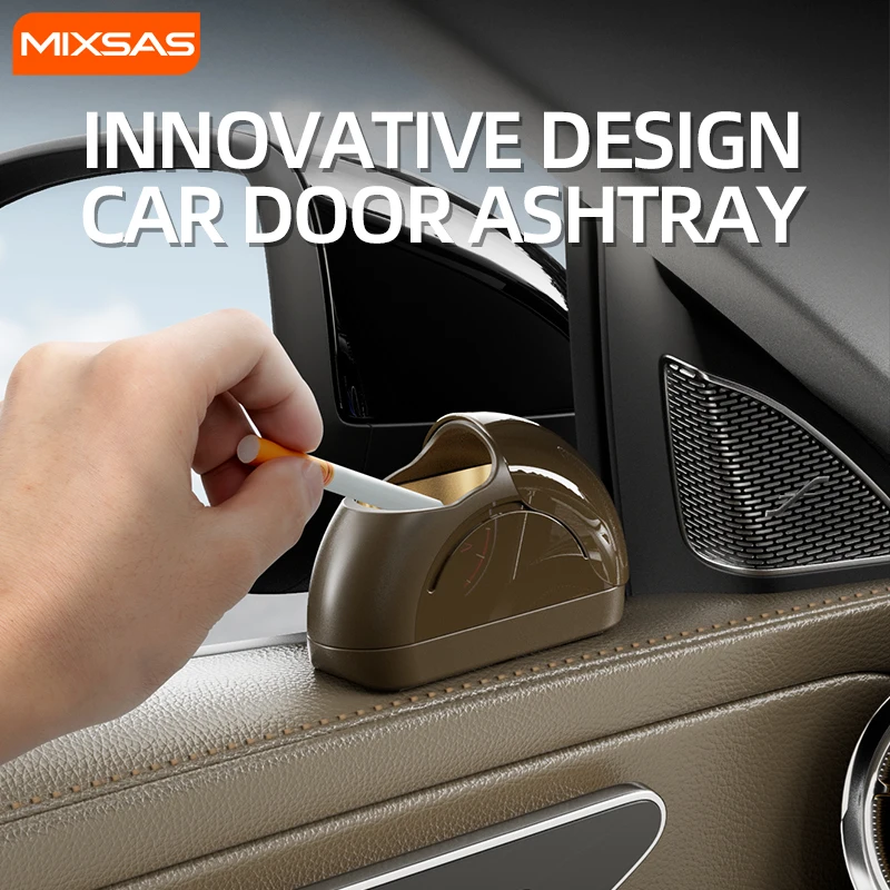 MIXSAS Creative Car Door Ashtray Portable Unique Side Windproof Smoke Cup with LED Metal Liner Detachable Stainless, Car Interio