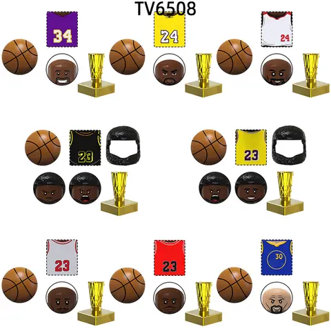 The TV6508 Famous Basketball Player Star Number 34 24 23 30 Model Blocks MOC Bricks Set Gifts Toys