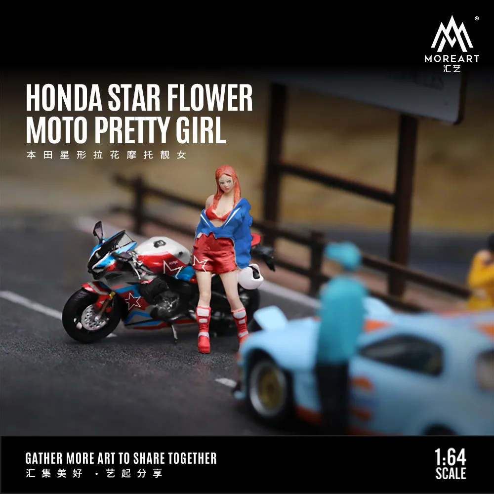 Moreart&TIME MICRO 1:64 Hond Star Drag motorcycle doll set