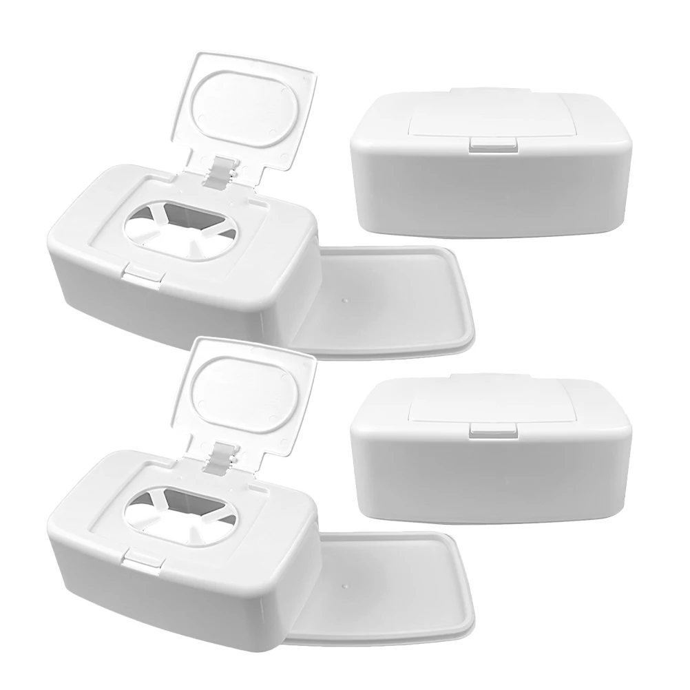 

4pcs Wet Wipes Dispenser Box Portable Non-Slip For Bathroom Kitchen Bedroom Living Room Wipe Holder Tissue Organizer