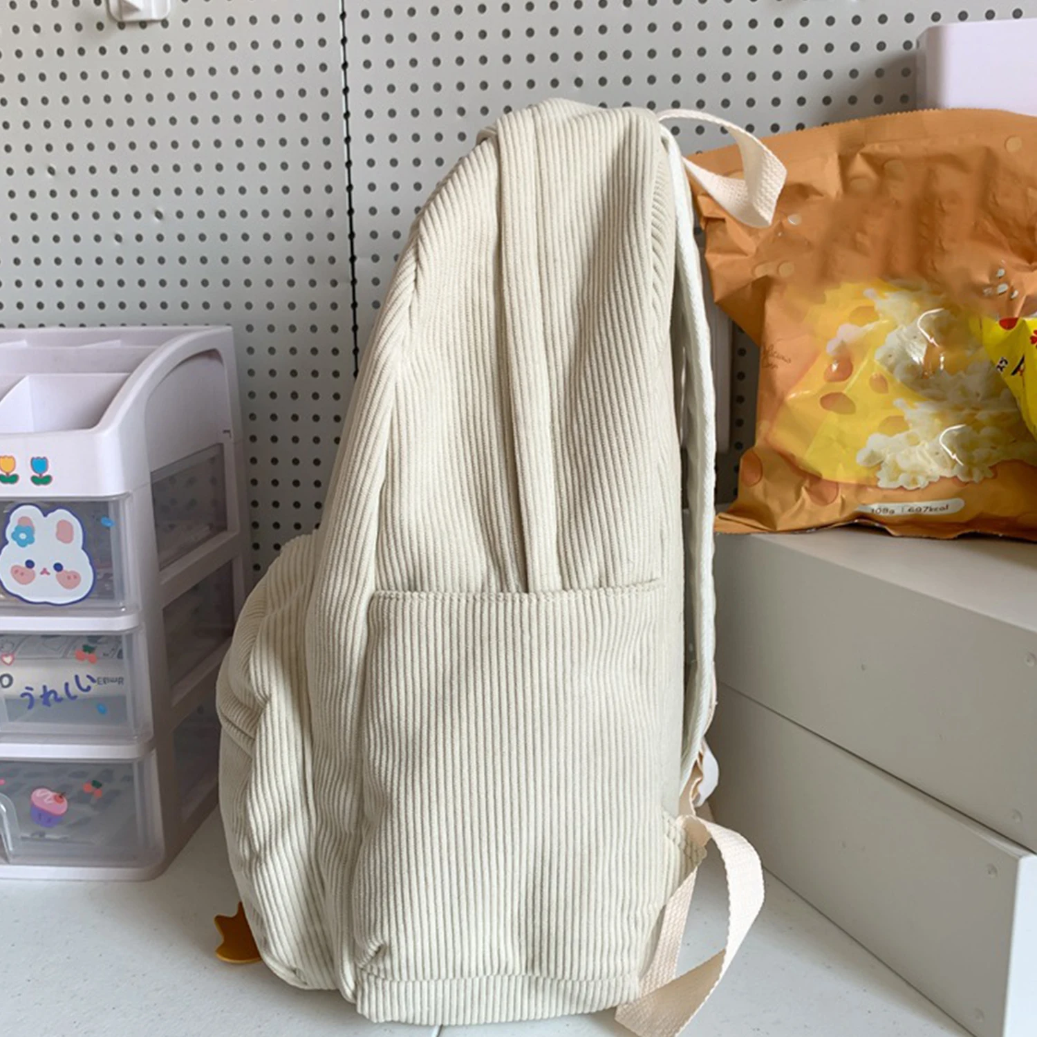 Fashion Backpack New Cute Cartoon Corduroy Backpack Functional Shoulder Bags For Teenager Girls School Backapck Female Bookbag