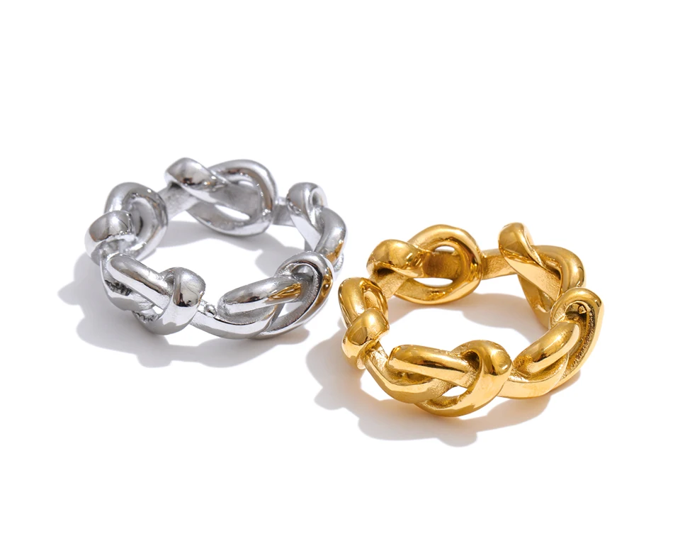 Yhpup Größe 6789 Ring aus Edelstahl mit Kettenmuster, wasserabweisend, hochwertig, für den täglichen Gebrauch, minimalistisch, attraktiver Damenschmuck – Detail 2