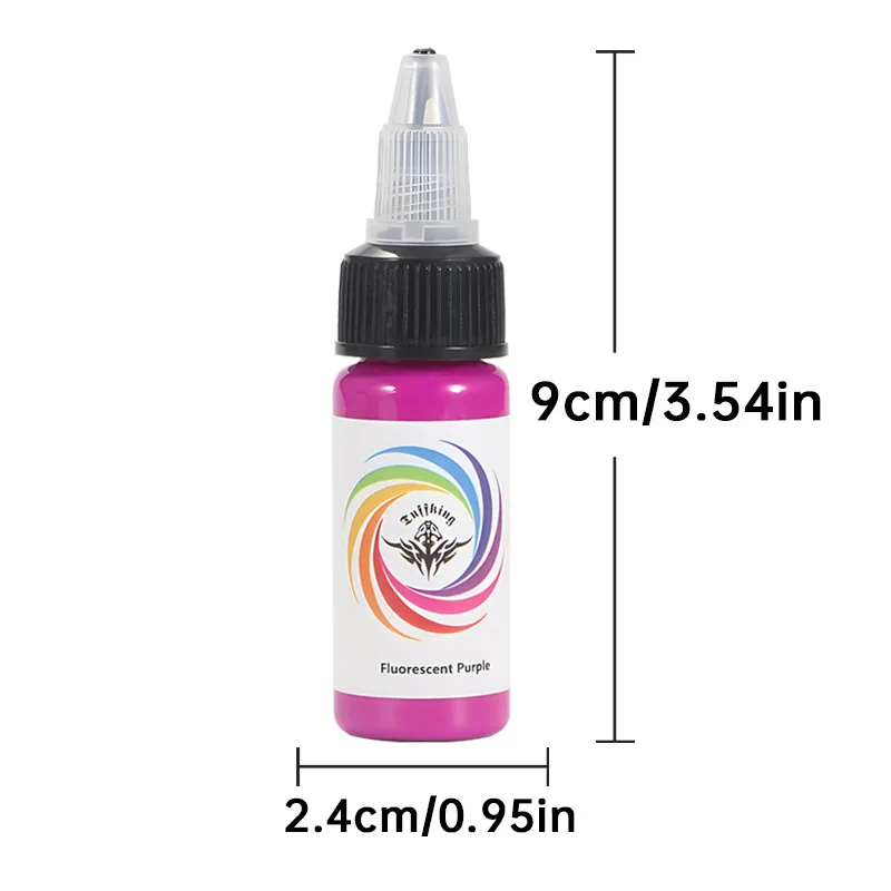 15ml Professional Safe Black Light Tattoo Uv Ink DIY Purple Light Fluorescent Tattoo Pigment Permanent Makeup for Body Painting