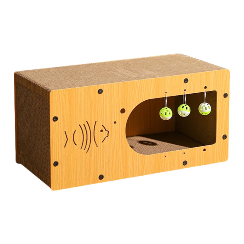 Katzenschaber, Katzenhaus in Kratzbox, Katzenkratzbrett, Nest, abnehmbares Holz, Katzennest, Kratzbaum, Wellpappe