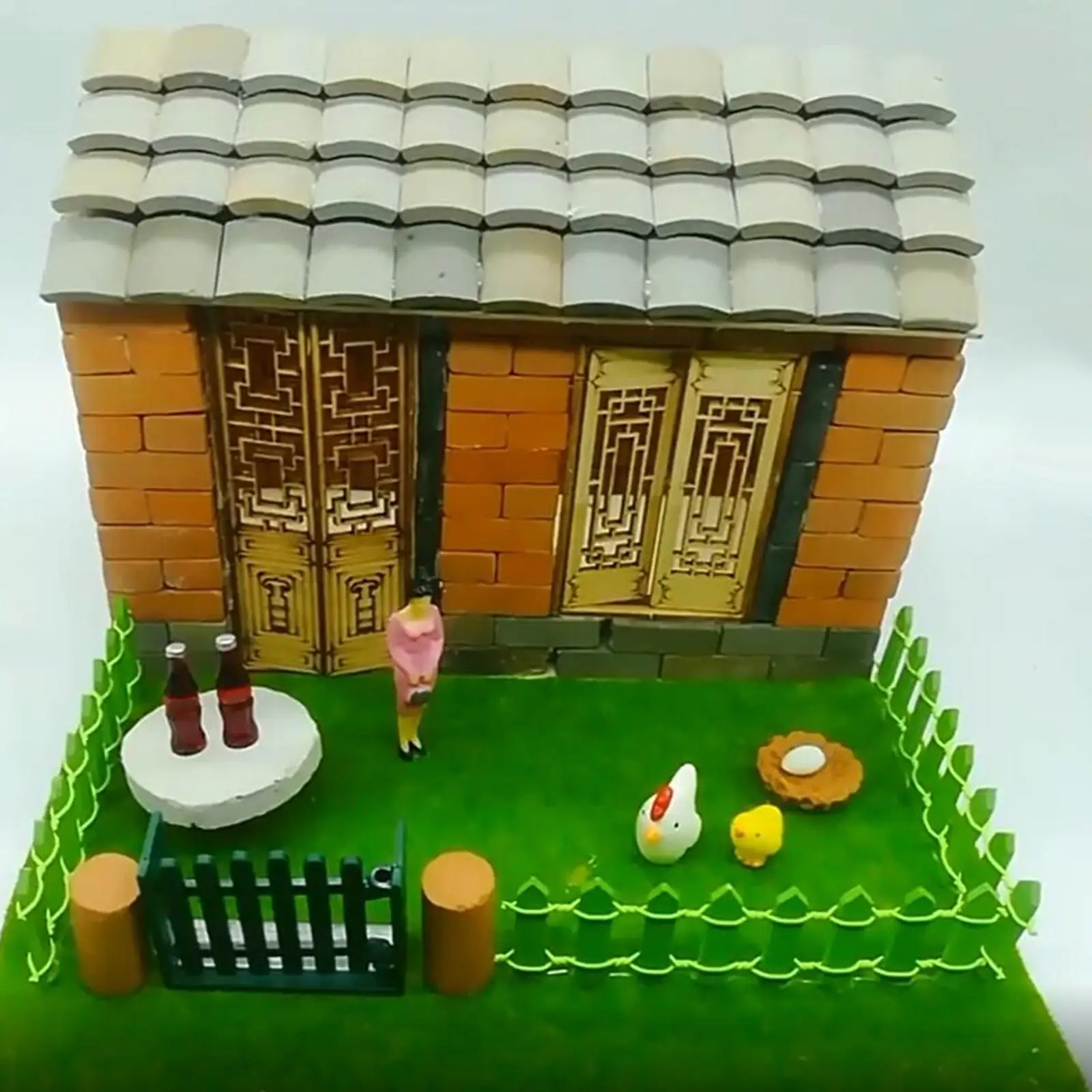 Mini Bricks Roof Tiles Dollhouse Decor DIY Decor for Scenery Building Accs 50pcs blue bricks