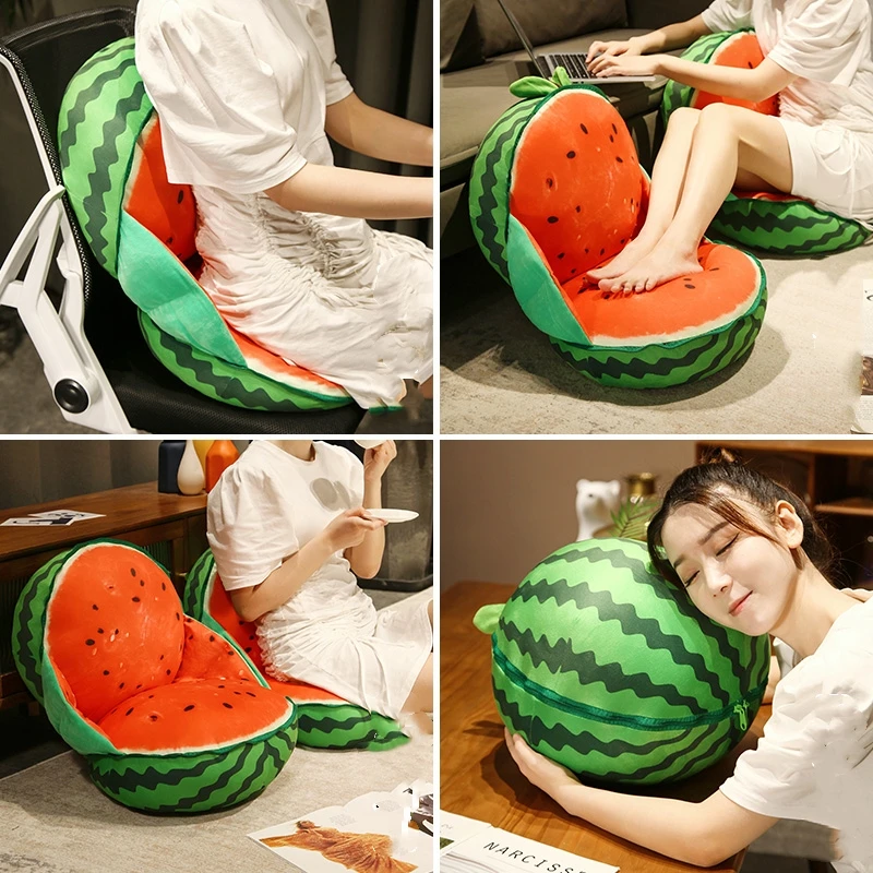 

Simulation Watermelon Plush Sofa Cushion Stuffed Soft Open Watermelon Pillow With Zipper Nice Funny Creative Toy Home Decor