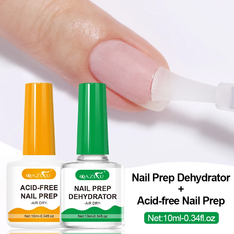 QAZIXU 10 ml Nail-Primer Prep Dehydrator Gel Nagellack Set Keine Notwendigkeit von UV-LED-Lampe Basismantel Nail Art Lack Maniküre