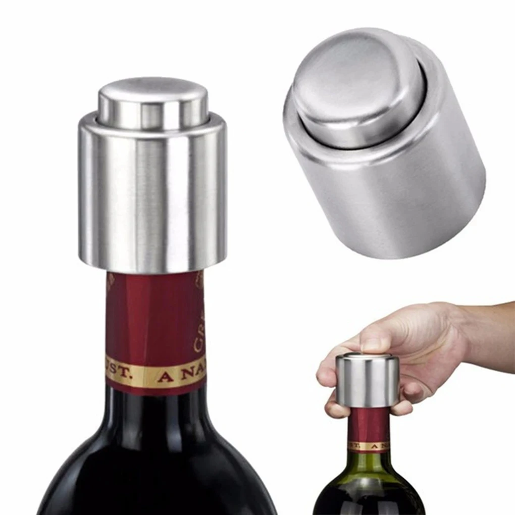 

2PC Stainless Steel Wine Bottle Stopper Vacuum Red Wine Cap Bottle Cover Sealer Fresh Keeper Bar Tools Barware Kitchen Accessory