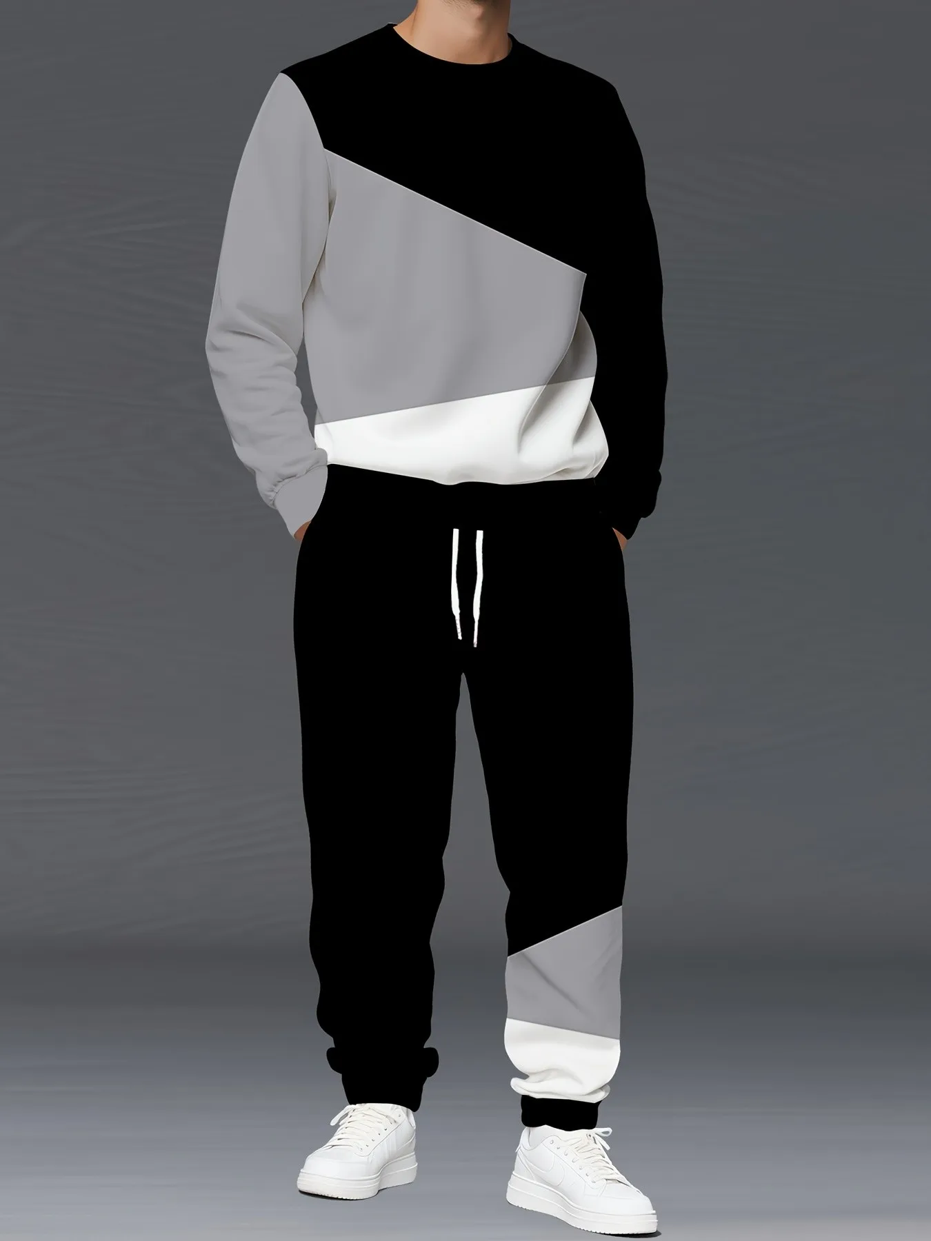 2026 Autumn-Winter New Style Simple Casual Fashion-Comfortable Soft 3D Pattern Printed Men's Round-neck Sweatshirt Set
