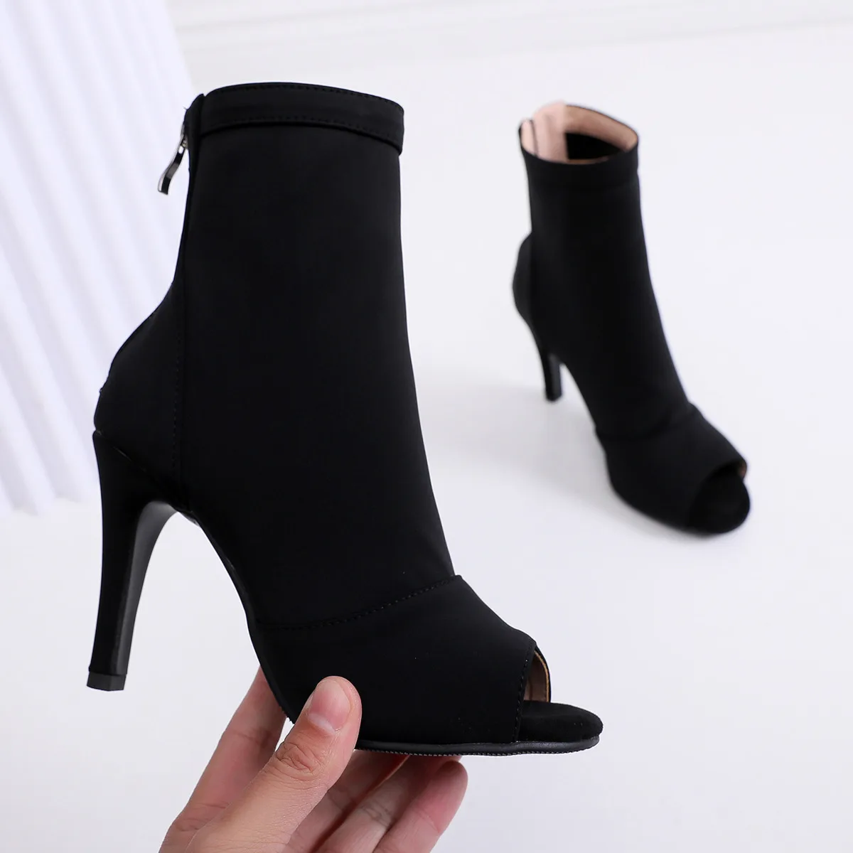 Sexy 2024 New Party Peep Toe Boot Stilettos Jazz Dance Woman Shoes Indoor Suede Sole Customizable Street Booties Big Size