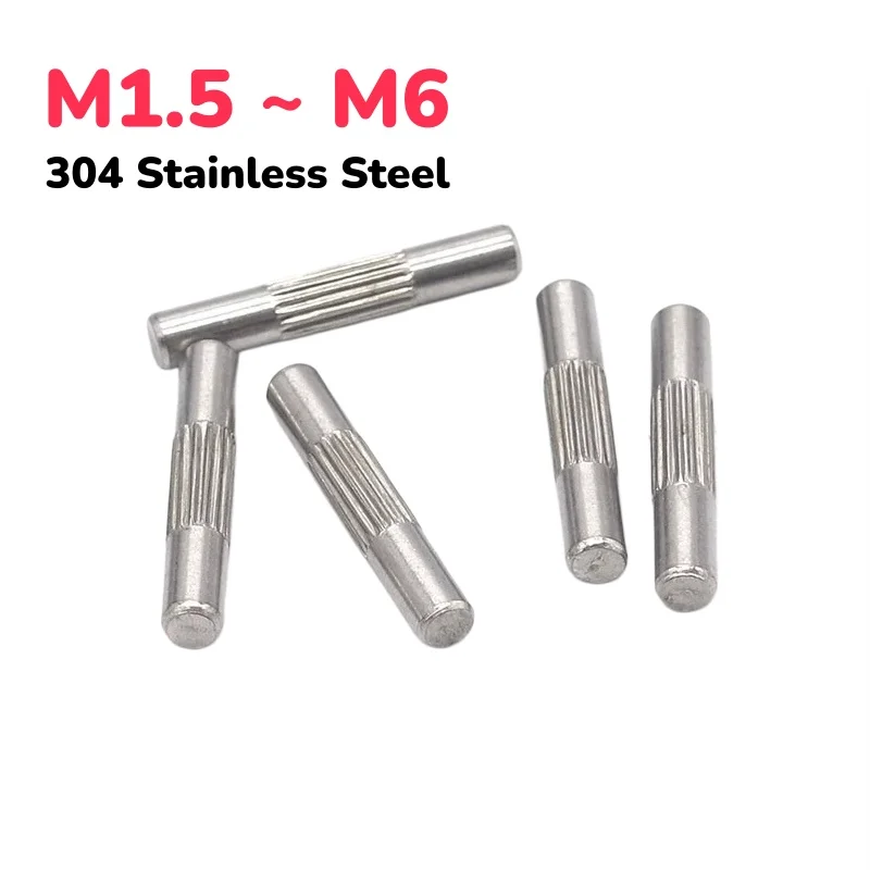 M1.5 M2 M2.5 M3 M4 M5 M6 304 Stainless Steel Middle Knurled Pin/Hinge Locating Pin/Toy Connecting Rod Pivot Pin