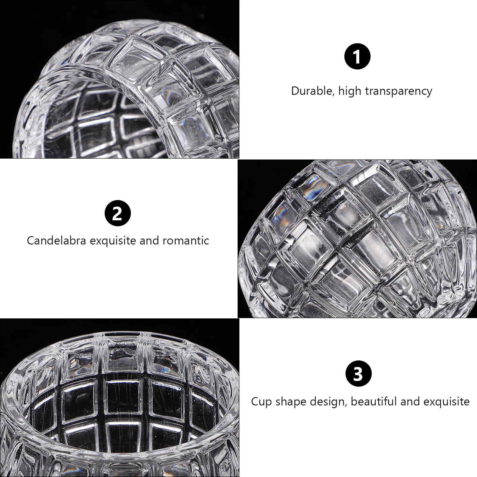 

2Pcs Crystal Glass Candleholders Chic Creative Shape Wedding Party Dinner Decor Elegant Table Cups