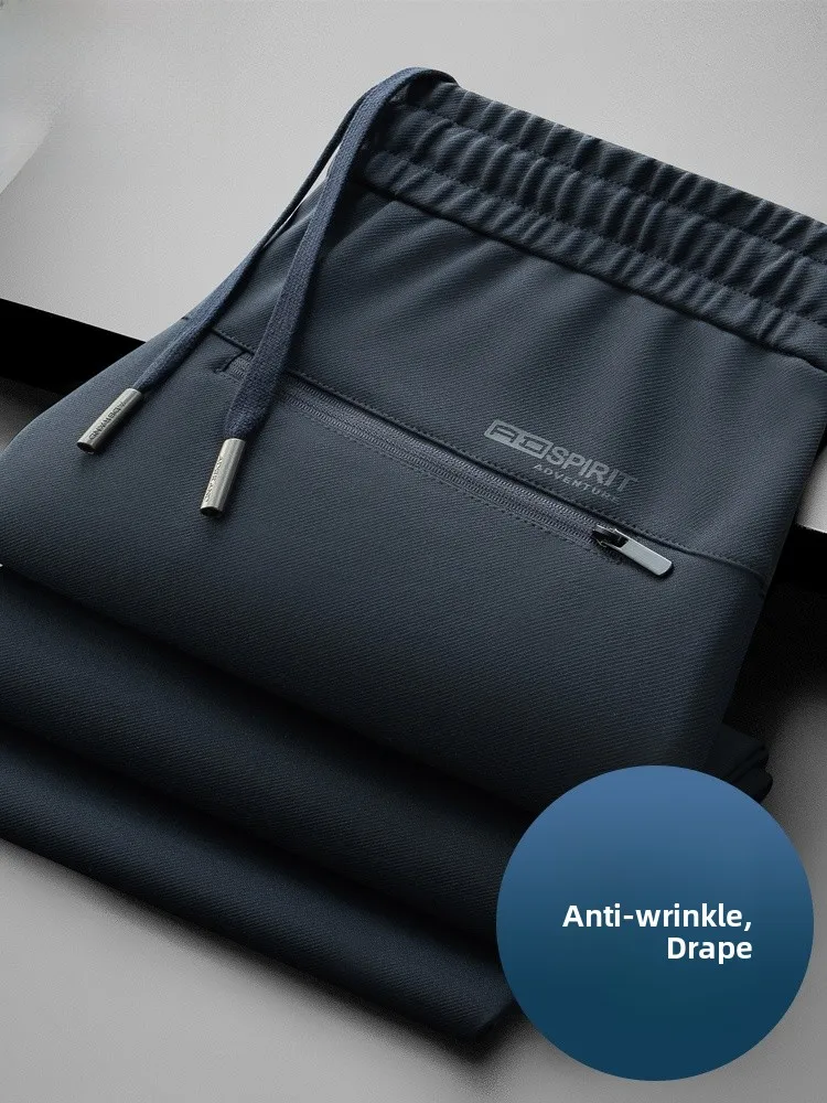 

Pierre Cardin Men's Casual Pants Fce Lined Loose Straight Leg High Waist Zipper ket Anti-Wrinkle Autumn Winter Faion