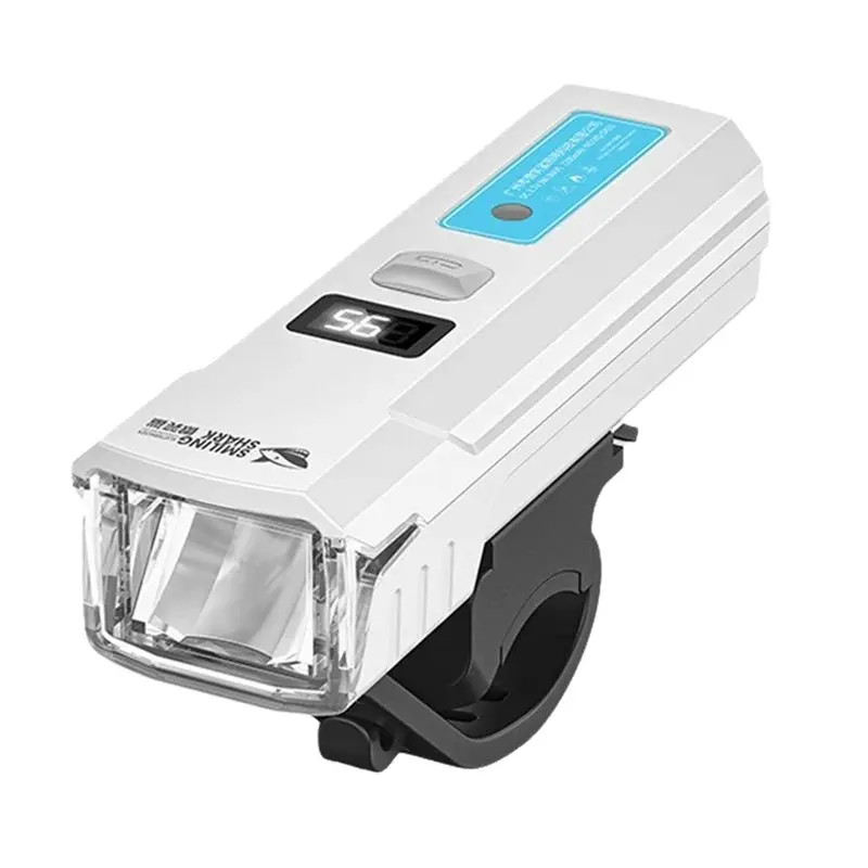 SMILING Shark Bicycle Headlight Digital Display Waterproof High Brightness Bike Flashlight For Mountain Night Riding White-AA85