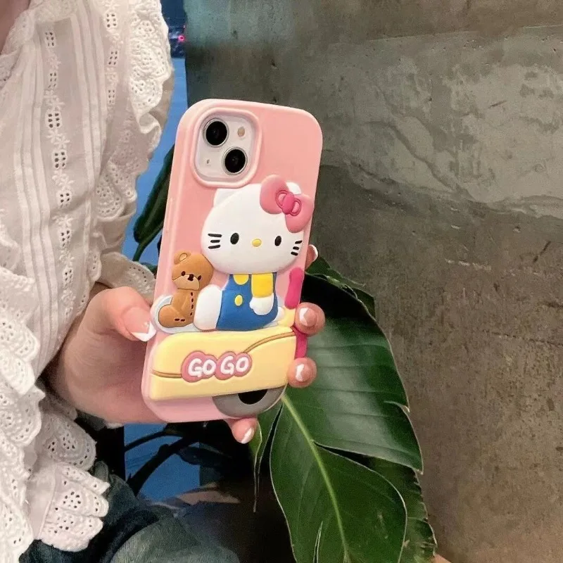 

Sanrios Cute Hellokitty 3D Pink Bowknot Soft Silicone Case for Iphone16 15 14 13 12 11 Pro Max Case Shockproof Back Cover Funda