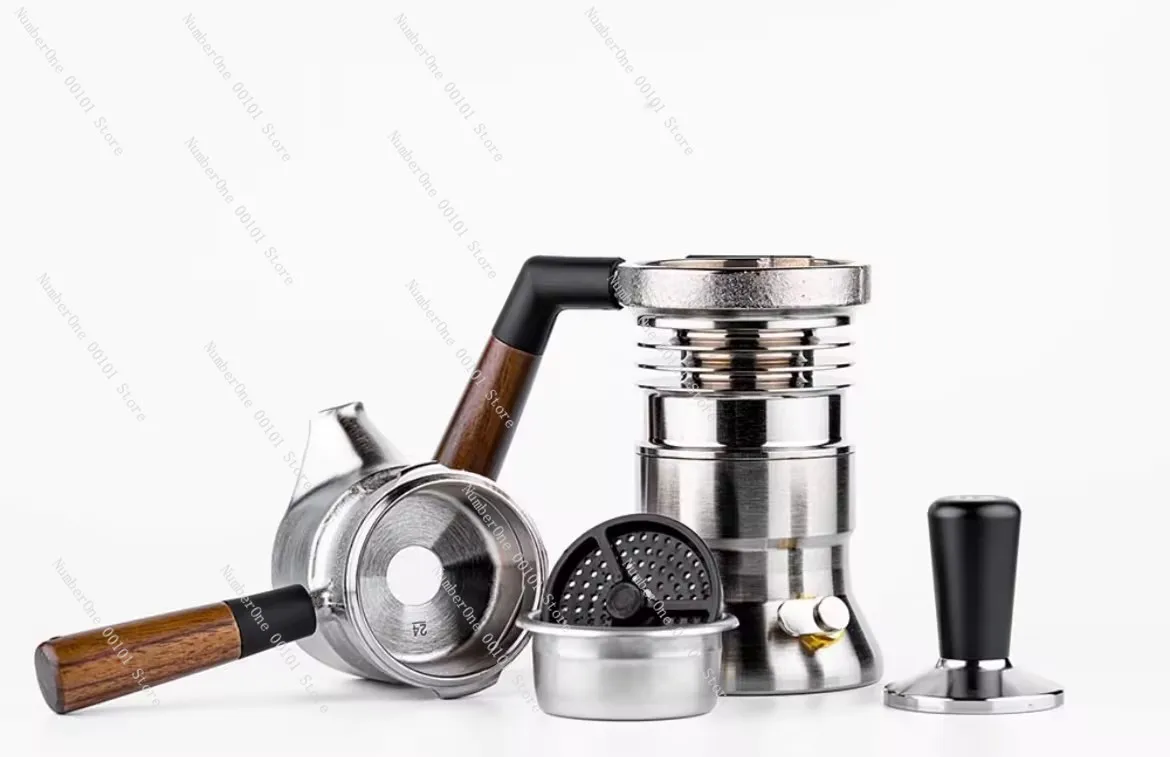 

Italian Stovetop Coffee Maker - Premium Moka Pot with Walnut Wood Handle (Multi-Size Compatible)