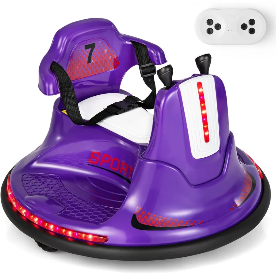 12V 電動バンパーカー デュアルジョイスティック リモコン付き 360度回転 °   スピンスロースタート機能 LEDライトと楽しい音楽