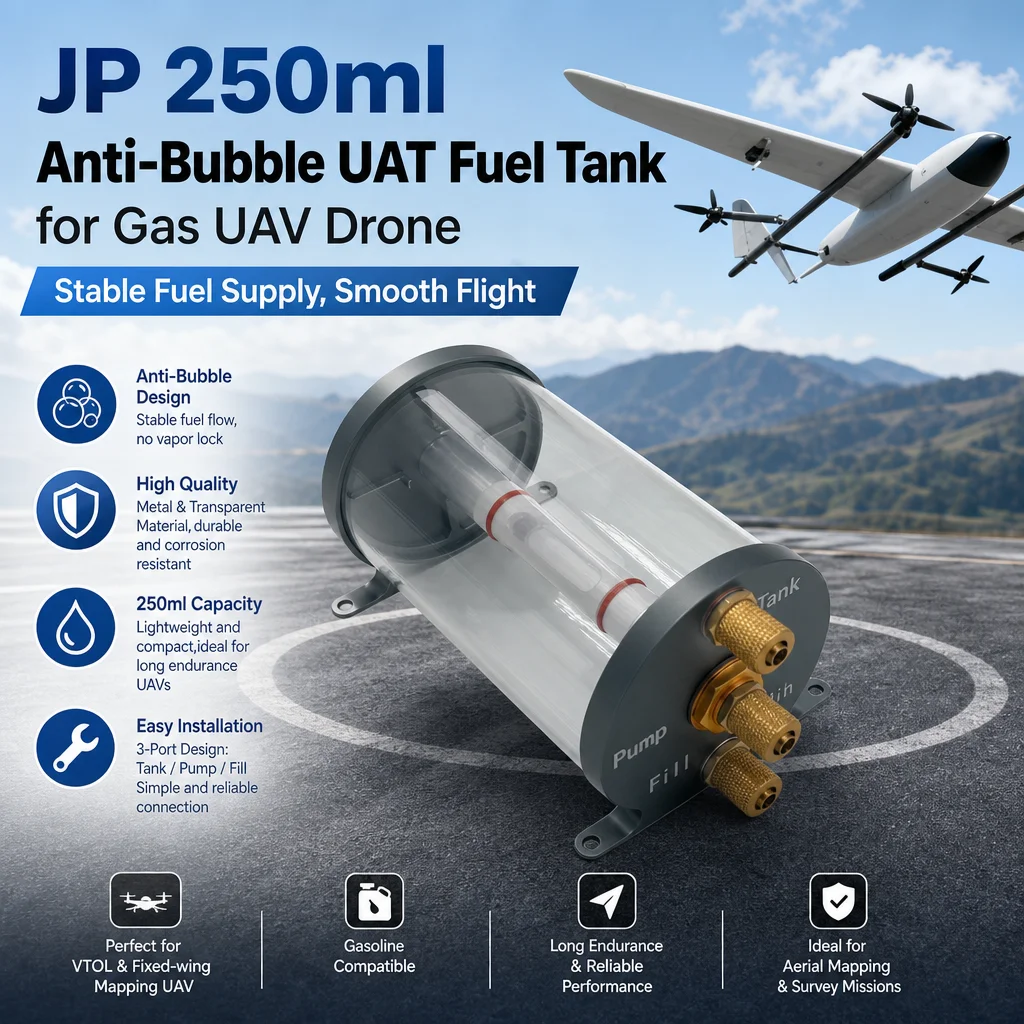 JP 250ml Anti-Bubble UAT Fuel Tank Metal for Gas UAV Drone