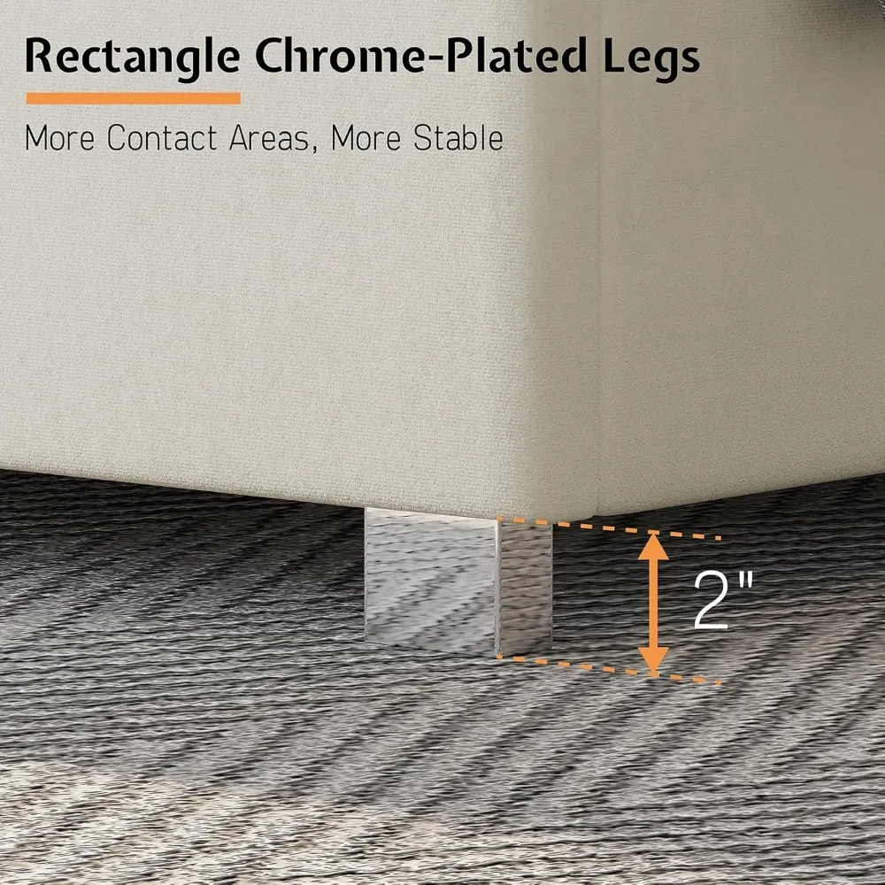 سرير بمنصة مخملية بحجم كوين مع 58 لوح رأسي معنقدة بقناة عالية