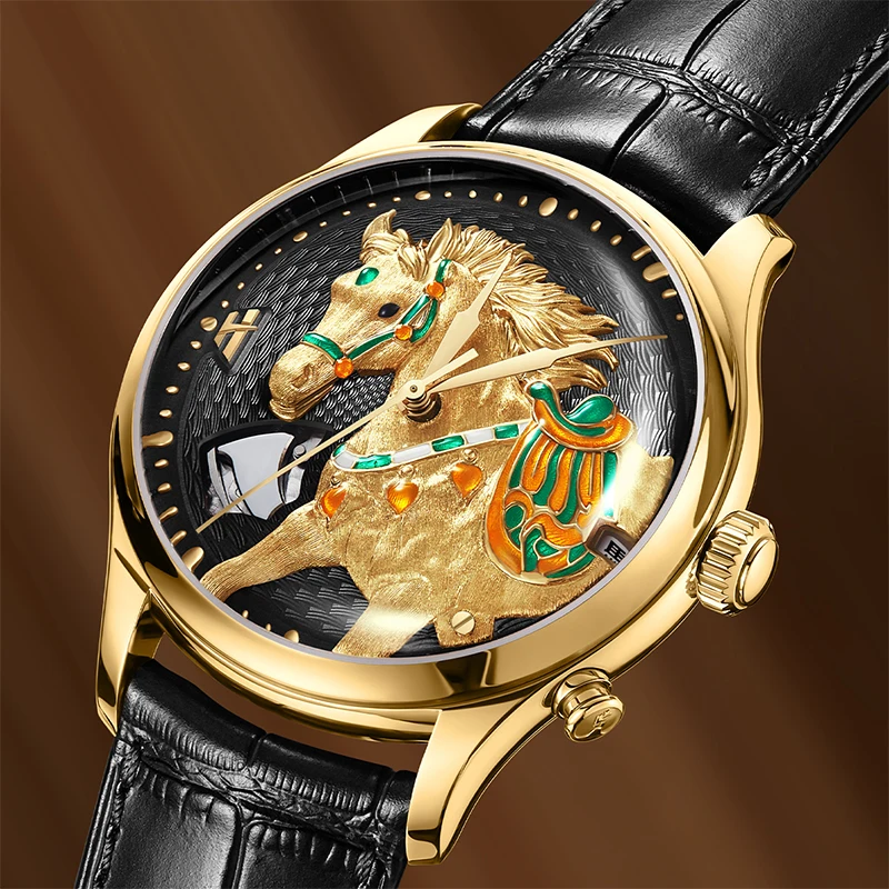 fortune　ジュエリークォーツ　置時計　馬 Lucky Harvey 2026 Horse Hourly Chiming Watch 3D Enamel Dial