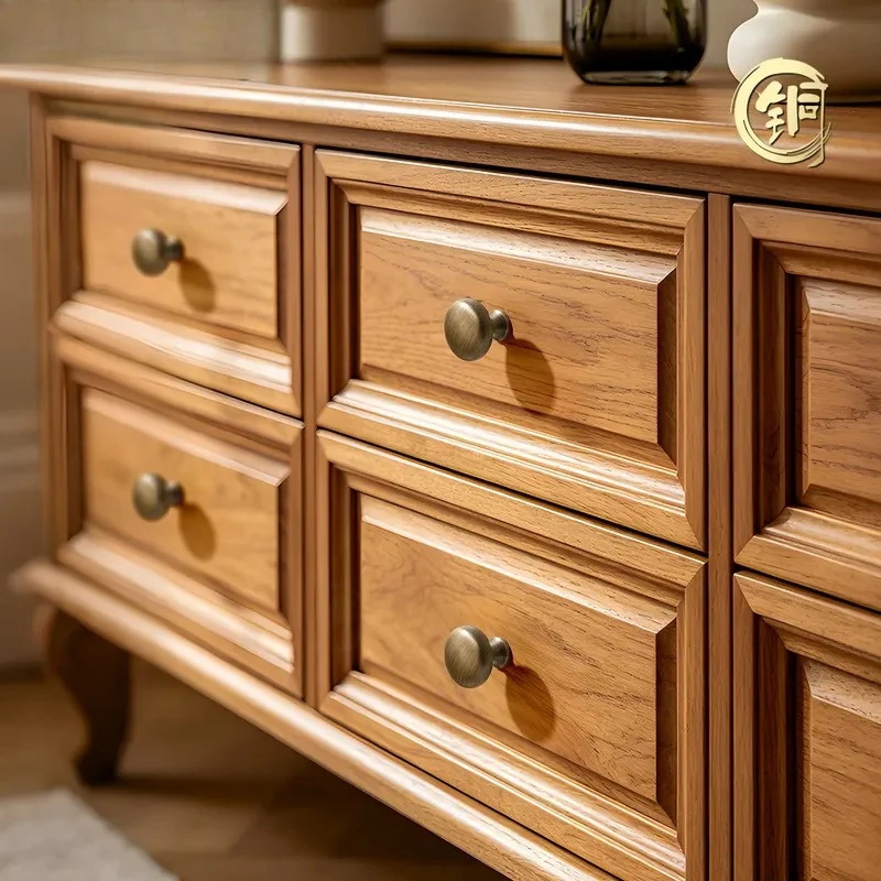 French Brass Cabinet Handle Light Luxury Single Hole Door Pull for Wardrobe Wine Cabinet Bedside Table Dresser Drawer Porch