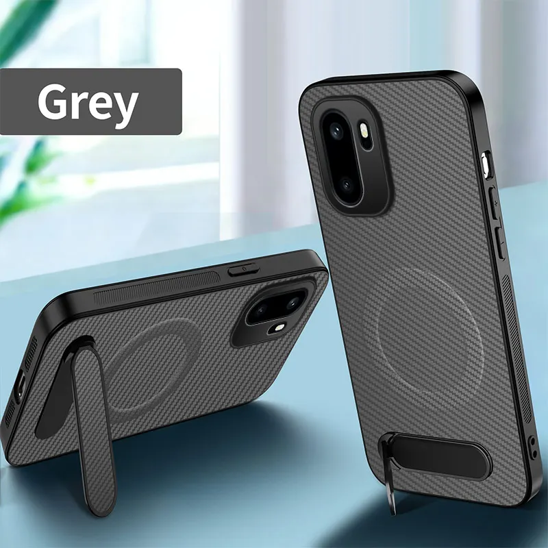 Business Carbon Fiber Texture Case for Oneplus 15R 15 13R 13 12R 11 Foldable Kickstand Magnetic Anti-fingerprint Anti-drop Cover