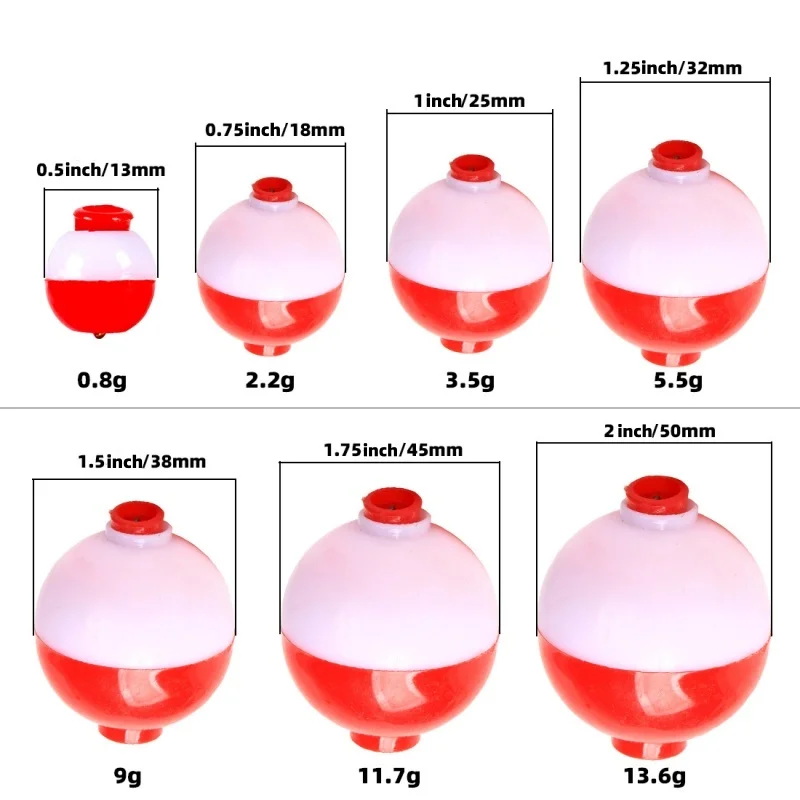 5/10/20Pcs Fishing Float Fishing Bobbers Snap on Round Bobbers for Fishing Push Button Bobbers Floats 0.75-2inch Buoy Floats