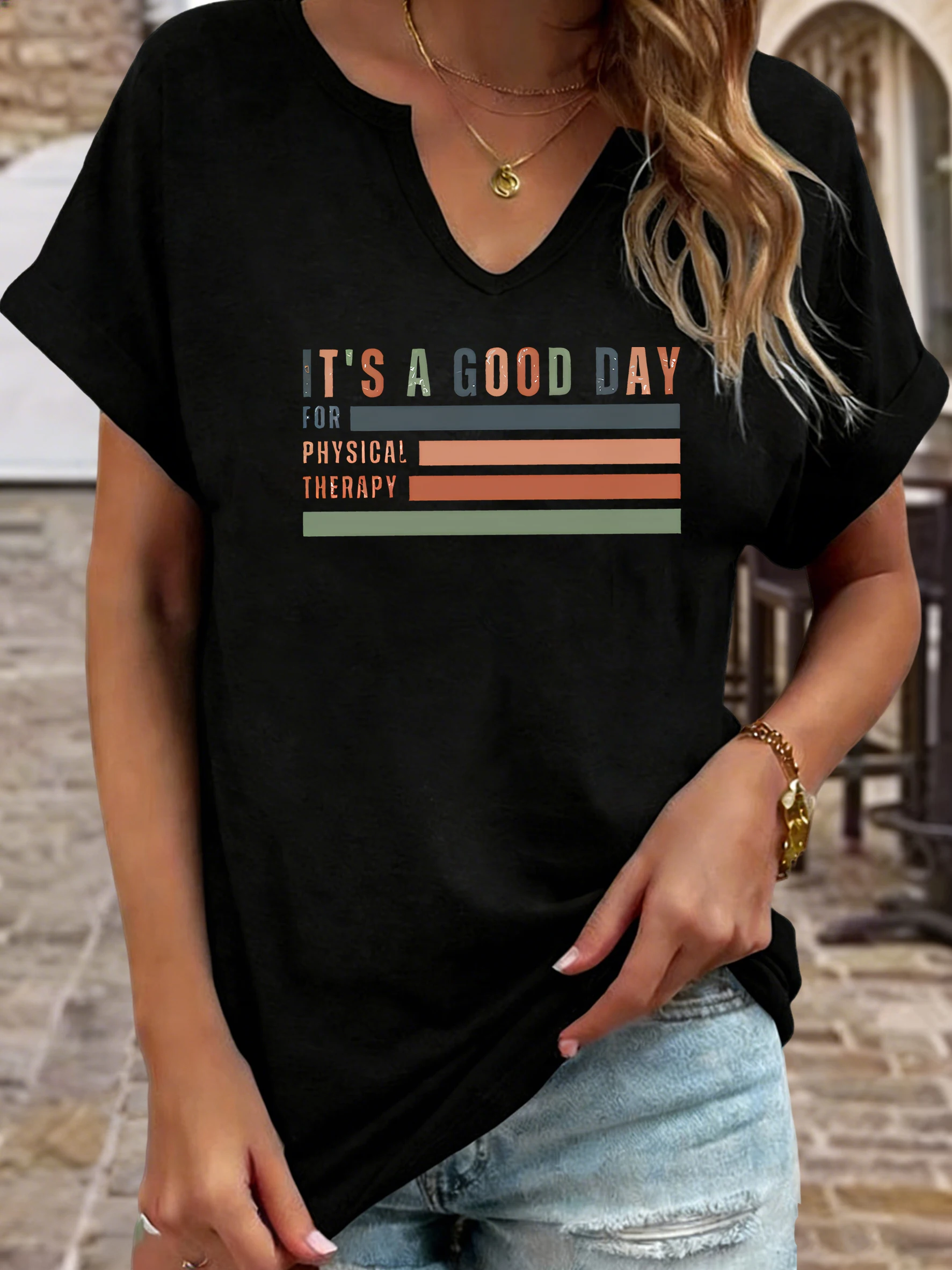 Women's Summer Crew Neck Short Sleeve T-Shirt, 