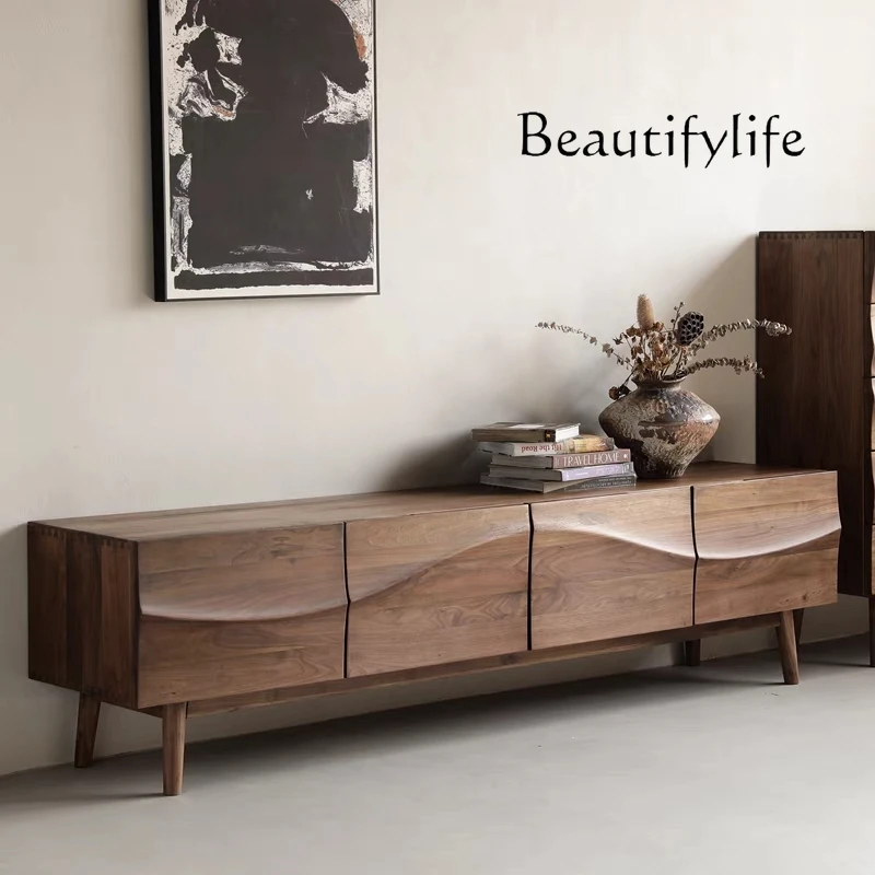 Nordic Solid Wood North American Black Walnut TV Cabinet Simple Living Room Solid Wood Storage Dining Side Cabinet