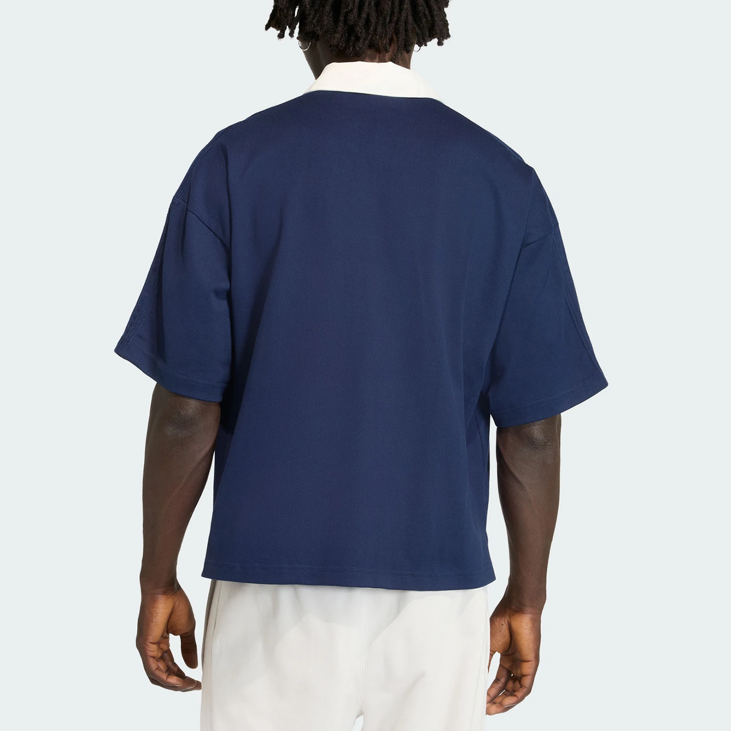Adidas genuine clover new men's deep blue and white short sleeved polo shirt KD0586