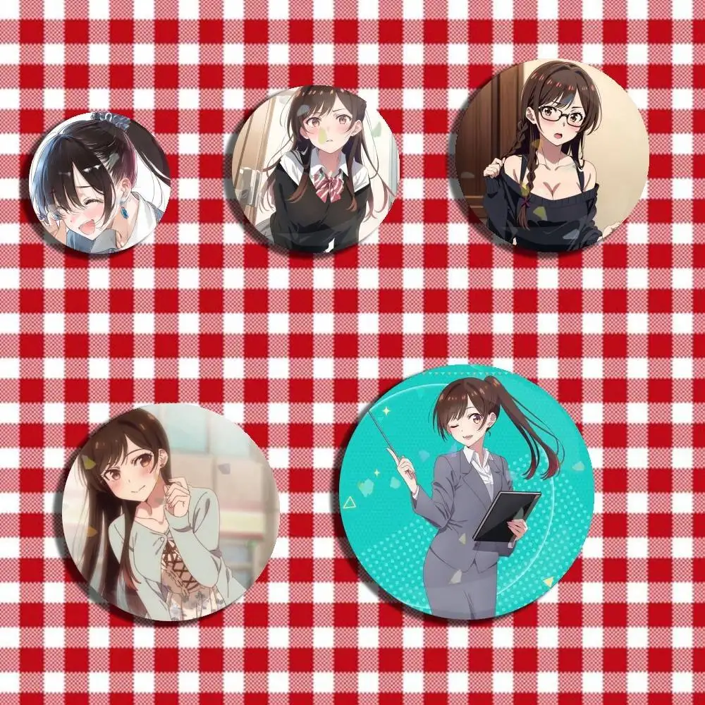 

Rent-A-Girlfriend I-Ichinose Chizuru Laser Badge Creative Pins Brooch for Bag Clothes Hat Decor Gifts Fans Collect
