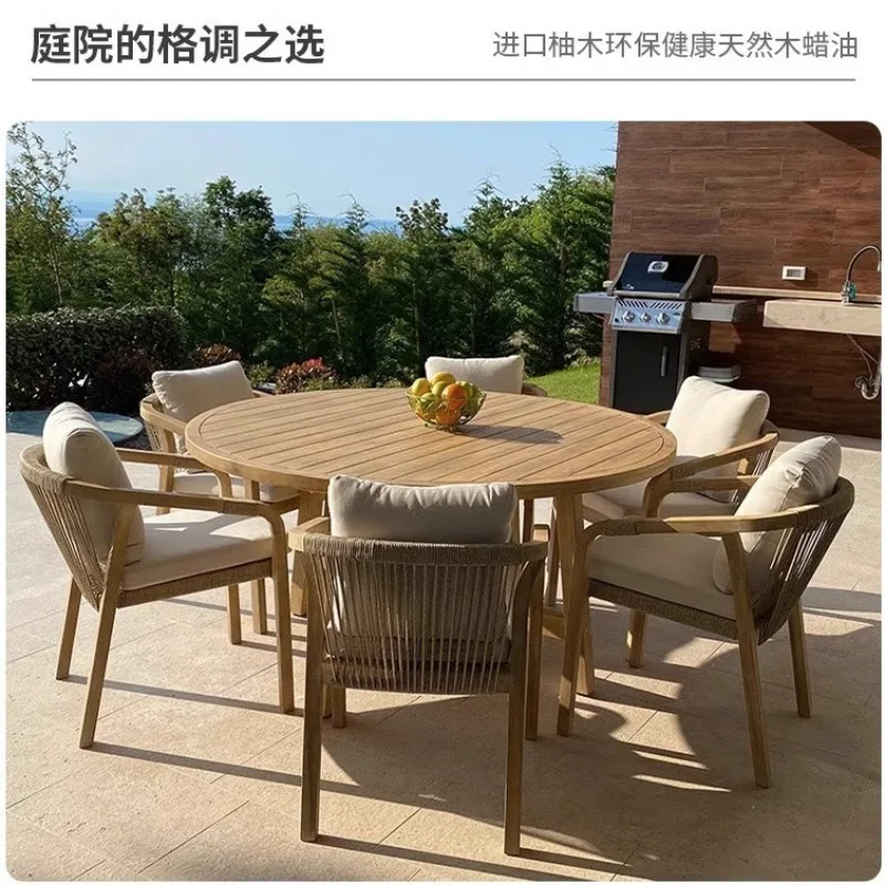 Outdoor-Sofa aus massivem Holz, Innenhof, Garten, Hotel, Villa, Freizeit, Rattan