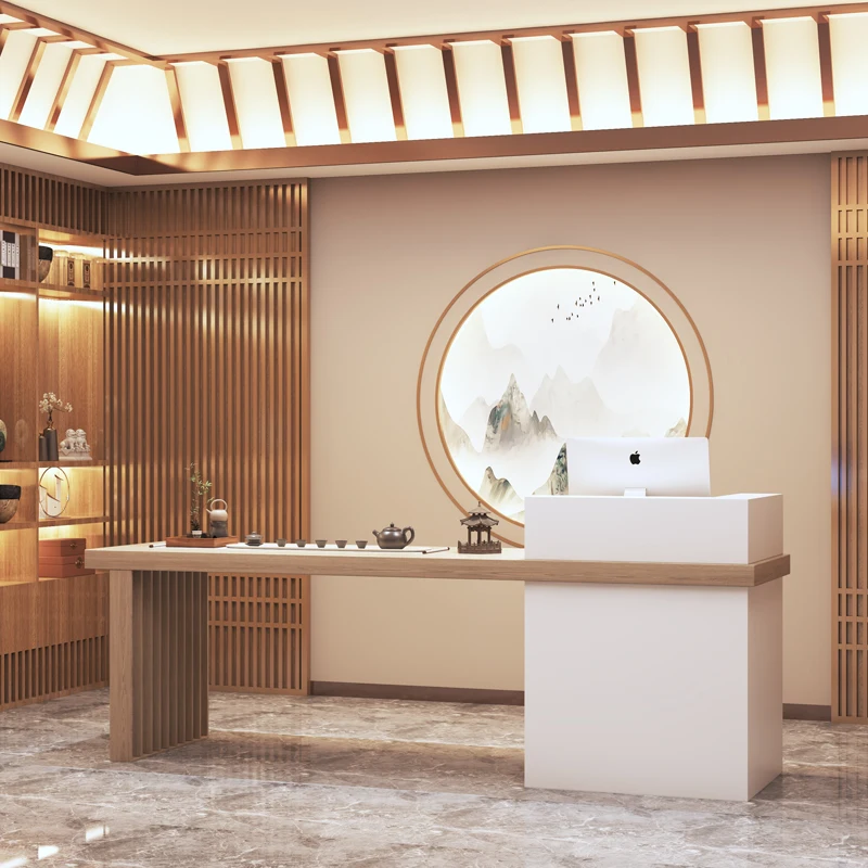 เคาน์เตอร์ต้อนรับโรงแรม บาร์เบอร์ คลินิก หรูหรา ธุรกิจ ชำระเงิน เคาน์เตอร์คอมพิวเตอร์ สำนักงาน เฟอร์นิเจอร์รับรองแขก