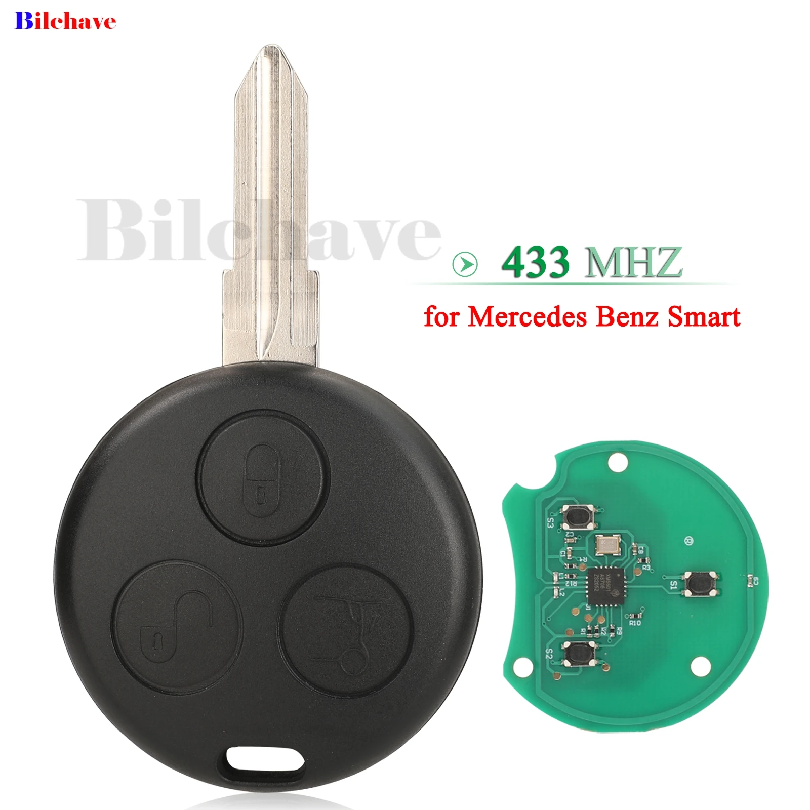 

jingyuqin 3 Buttons 433MHz Remote Smart Car Key For Mercedes Benz Smart Fortwo City Passion Pulse Roadster Replacement