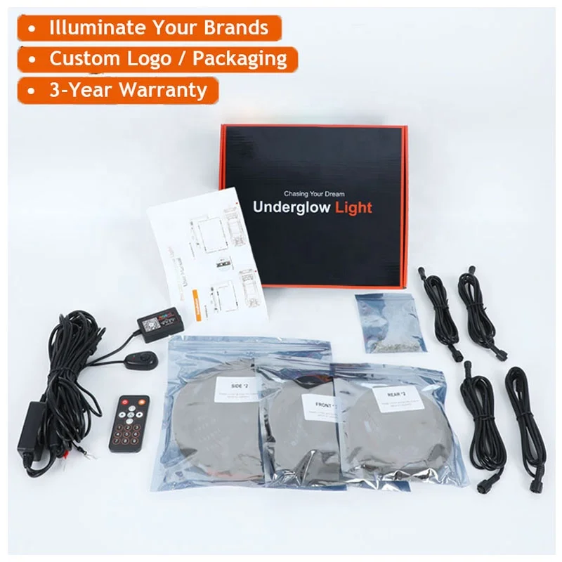 

#￥Support Your Brand Greater Under Glow IP68 Waterproof Flowing RGBIC Underbody LED Car 6 Pcs Chasing Underglow Light Kit for