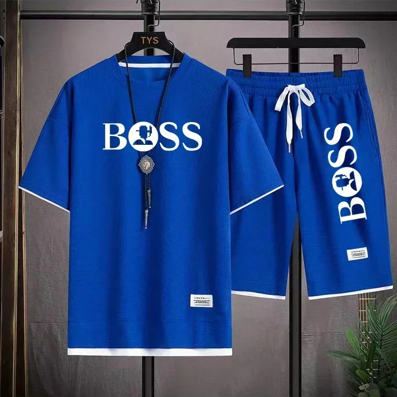 Summer 2025 new men's breathable short-sleeved T-shirt + quick-drying shorts tw… - Image 3